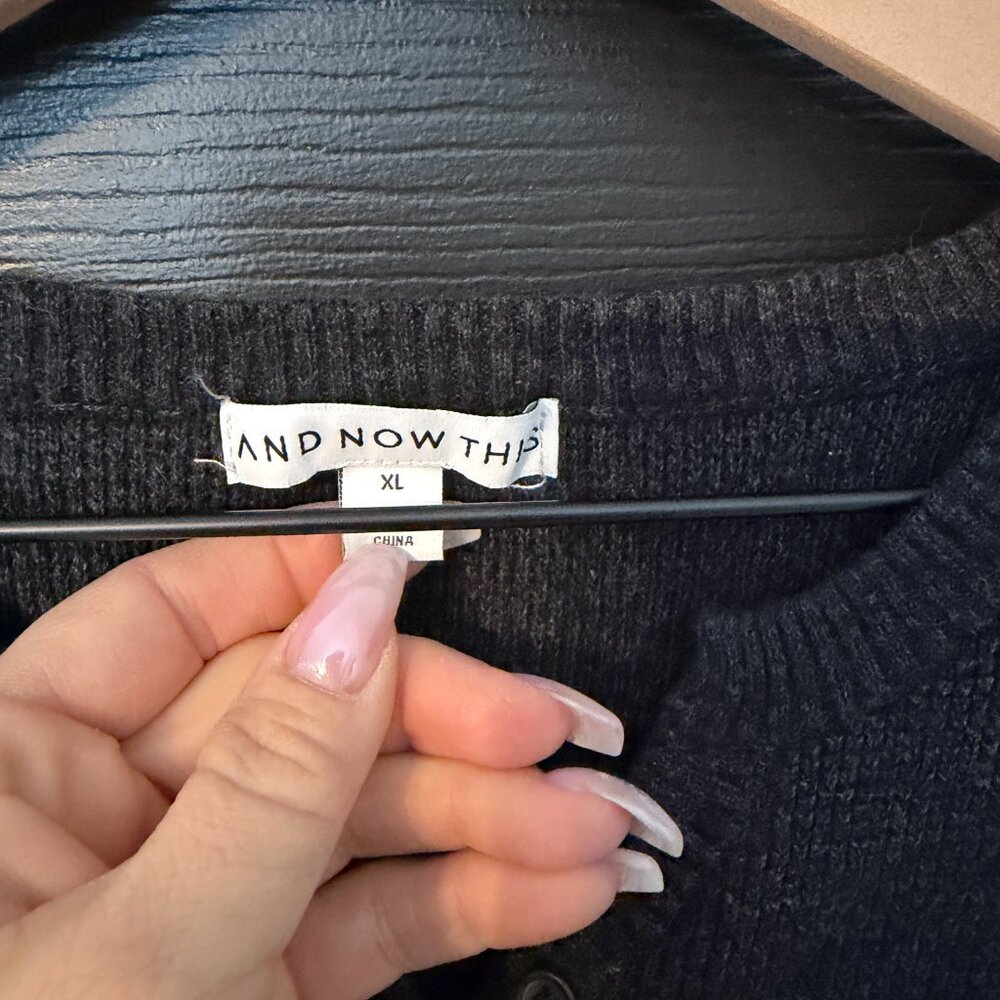 Mens And Now This Brand Lightweight Dark Gray Black Sweater Extra Large - Picture 2 of 4